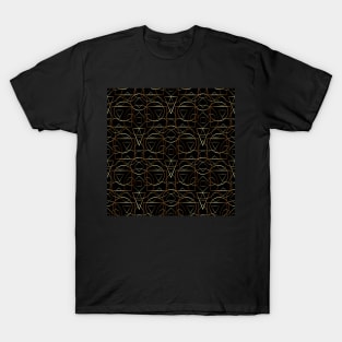 Golden geometric pattern on black background. T-Shirt